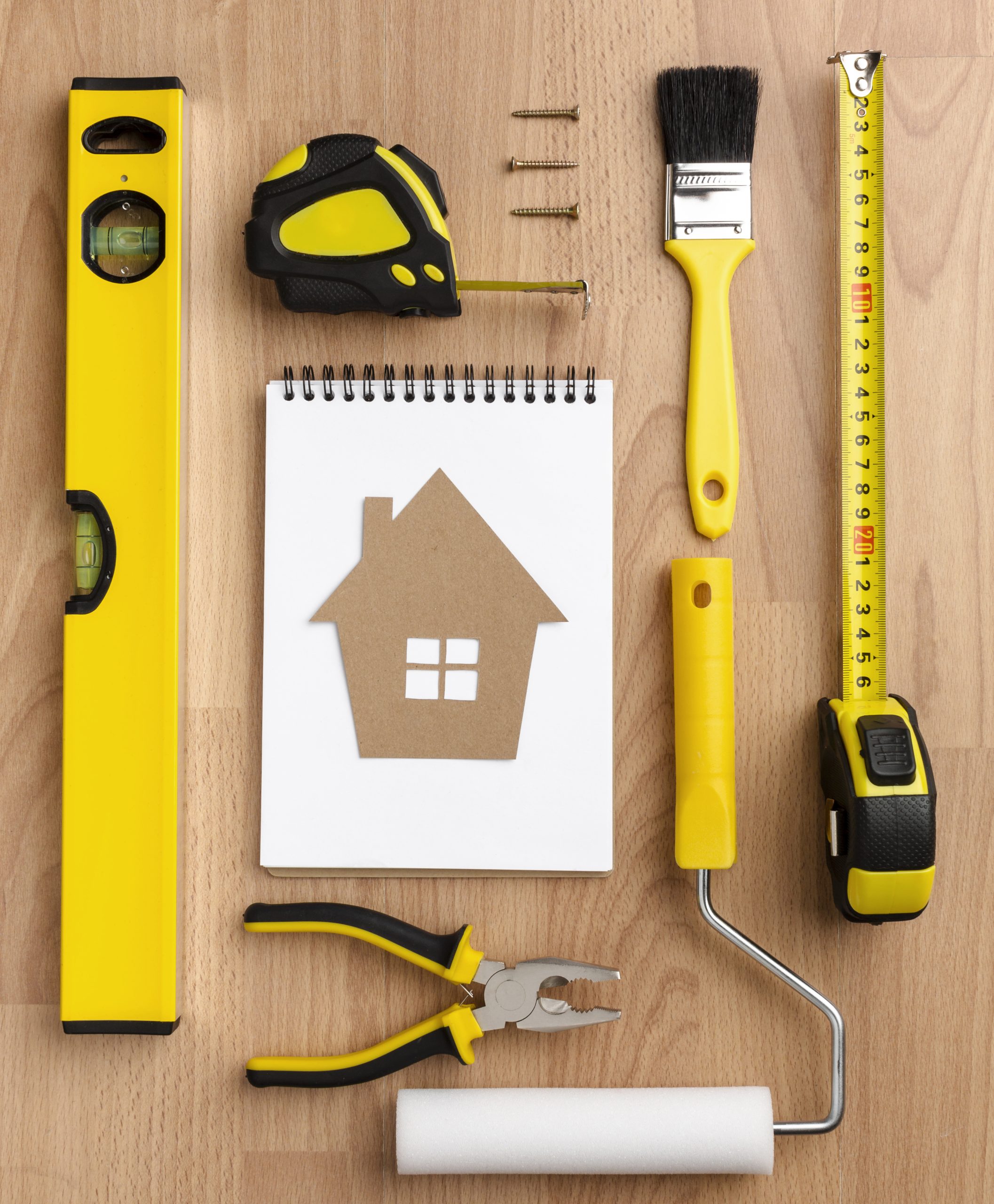 cardboard house notepad tools